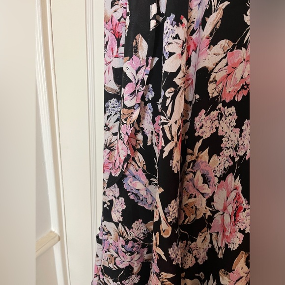 Band of Gypsies Rose and Lilac Floral Wrap Skirt - Picture 2 of 14